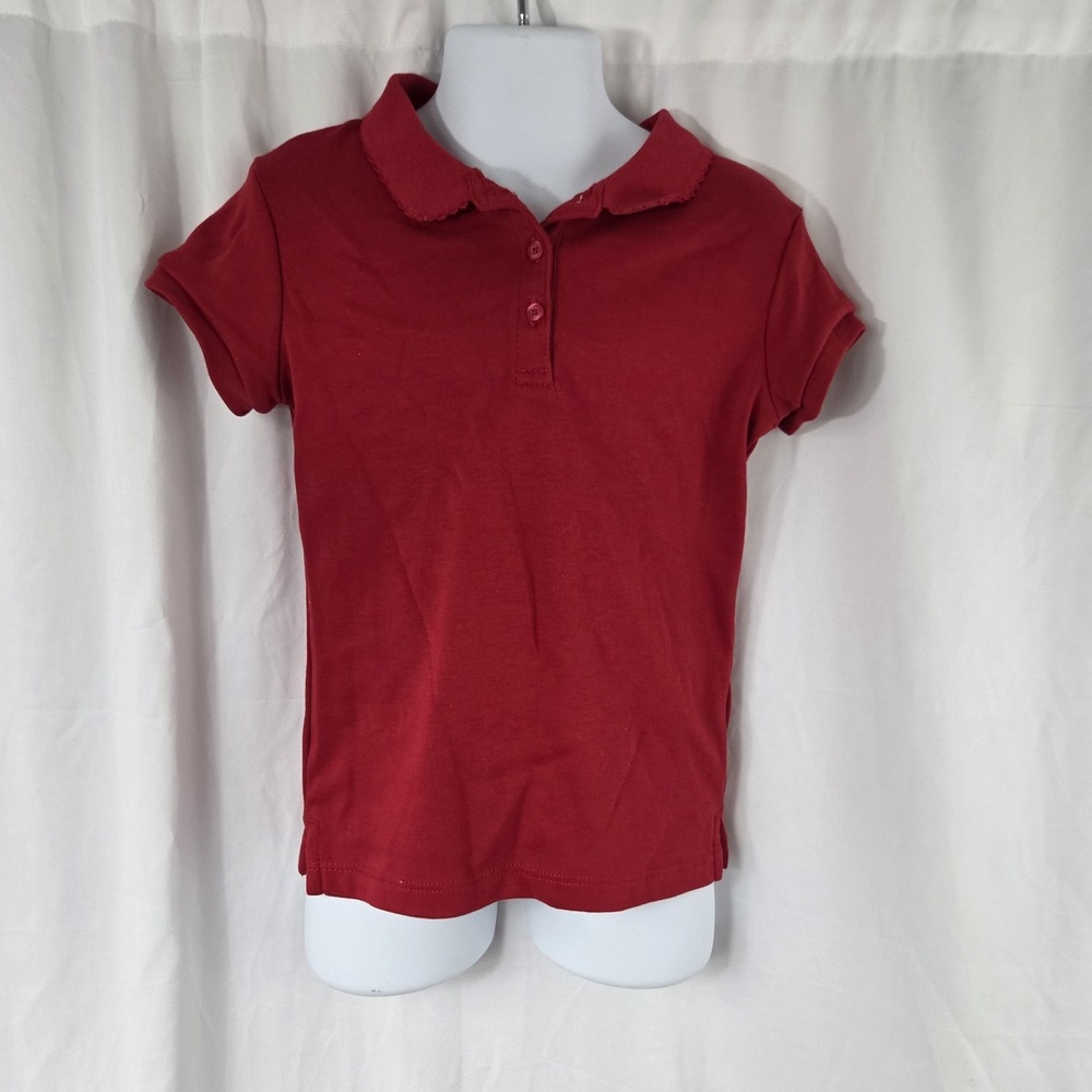 Nautica Girls Size Large 6 Short Sleeve School Uniform Polo Shirt Red